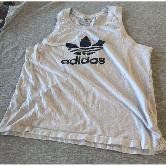 Adidas Trefoil Tank Top Shirt Men's Size Large Causal Pullover White - Picture 1 of 5